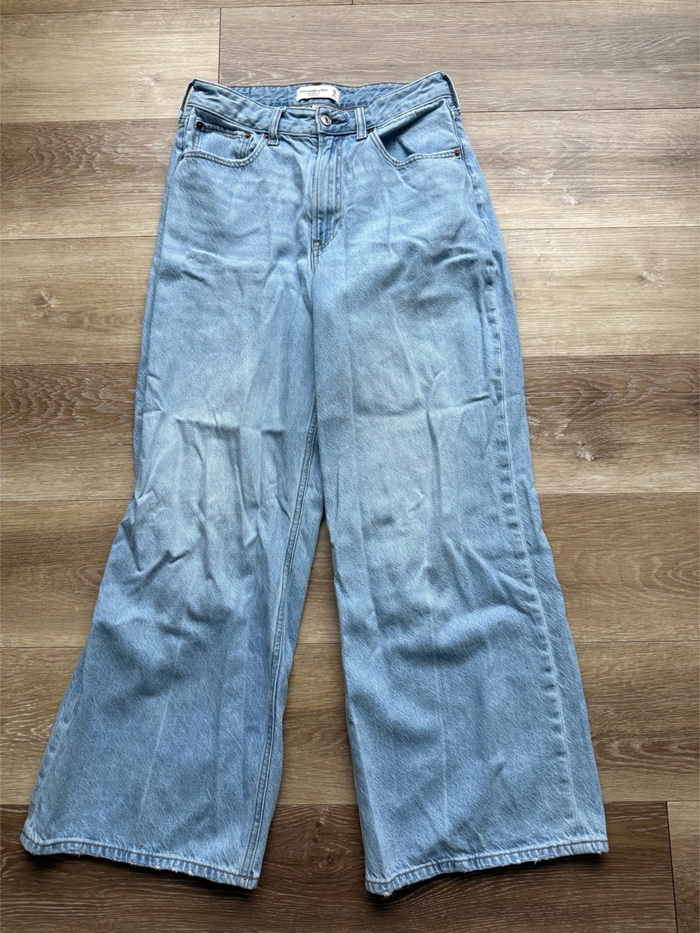 Abercrombie & Fitch Curve Love High Rise Wide Leg Jean Jeans Blue Waist 26